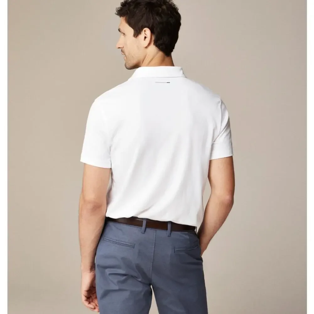 J.Crew White Performance Polo Mens L Short Sleeve Coolmax Stretch Athletic Shirt